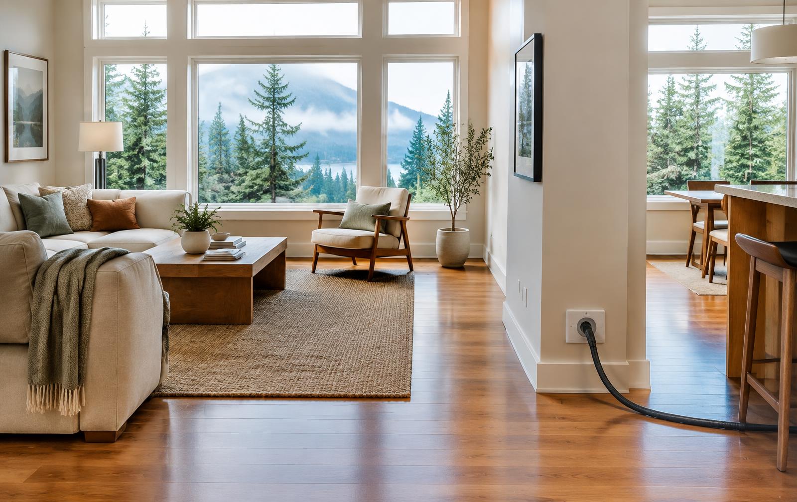 Bright Northwest home with central vacuum inlet